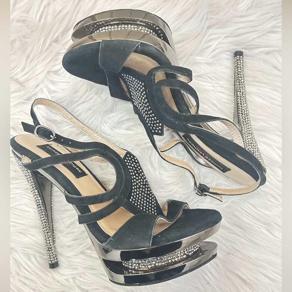 Chinese Laundry - Black Silver Rhinestone Heel Sandals